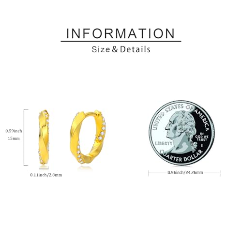 14K Gold Earrings for Women Gold Filigree/Celtic Huggie Earrings Jewelry Easter Mothers Day Gifts for Mom Girlfriend - style: Zircon