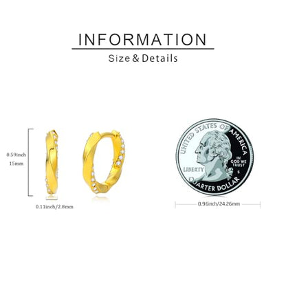 14K Gold Earrings for Women Gold Filigree/Celtic Huggie Earrings Jewelry Easter Mothers Day Gifts for Mom Girlfriend - style: Zircon