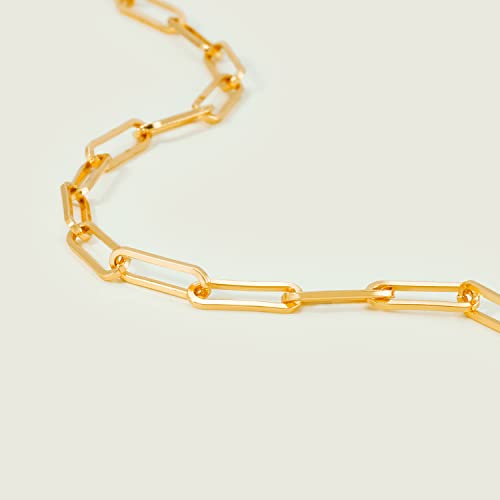 MEVECCO Dainty Chain Bracelets for Women, Layered and Charm Styles | 14K Gold Plated Brass, Select Cubic Zirconia Accents, Single and Multi-Row Structures for Refined Everyday Wristwear - style: Paperclip Chain S