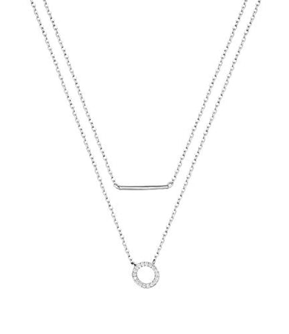 SLUYNZ 925 Sterling Silver Layered Necklace Disc Choker Necklace for Women Teens Silver Layering Bar Circle Choker Necklace