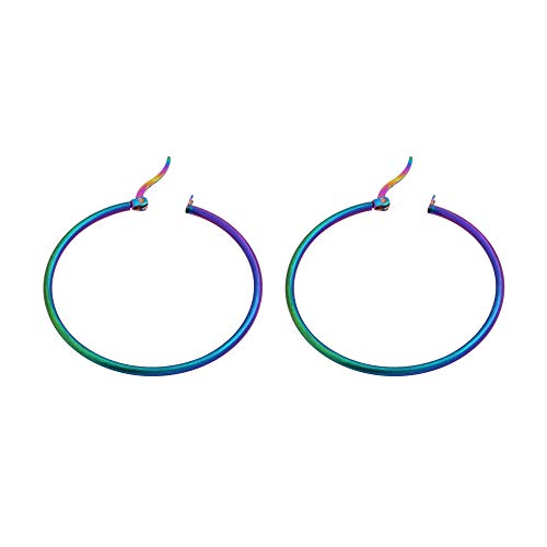 Rounded Hoops Earrings (20mm-60mm Diameter) - color: Rainbow 40mm