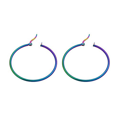Rounded Hoops Earrings (20mm-60mm Diameter) - color: Rainbow 40mm