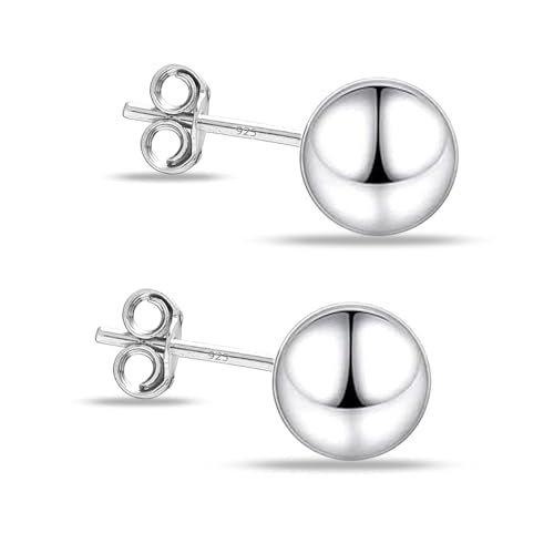 Charmsy 925 Sterling Silver Ball Post Stud Earrings for Women | Round Hammered Lightweight Disco Classic Ball Stud Earring for Women Teen | Sizes 3mm-11mm - style: 10mm-Classic