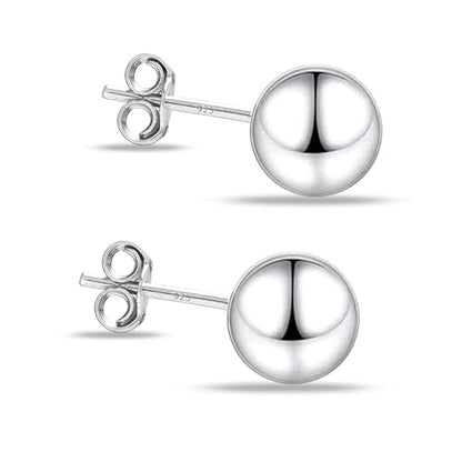 Charmsy 925 Sterling Silver Ball Post Stud Earrings for Women | Round Hammered Lightweight Disco Classic Ball Stud Earring for Women Teen | Sizes 3mm-11mm - style: 10mm-Classic