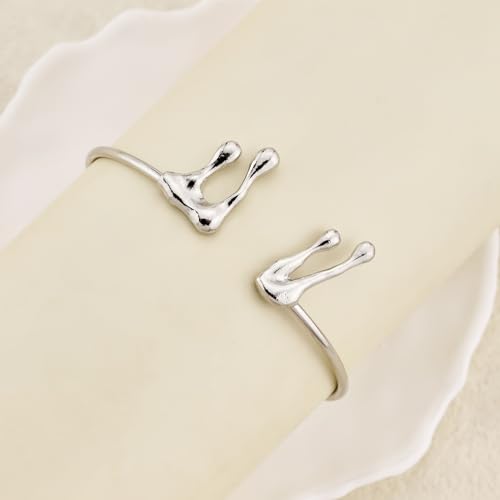 Gold Coil Arm Cuff for Women,Upper Cuff Bracelet Armlet Minimalist Armband Bangle Liquid Lava Chain Open Bangle bracelets for Women - style: Lava Droplet - Silver
