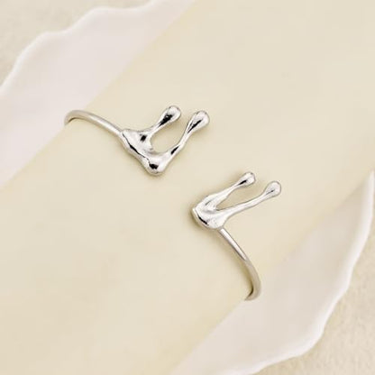 Gold Coil Arm Cuff for Women,Upper Cuff Bracelet Armlet Minimalist Armband Bangle Liquid Lava Chain Open Bangle bracelets for Women - style: Lava Droplet - Silver