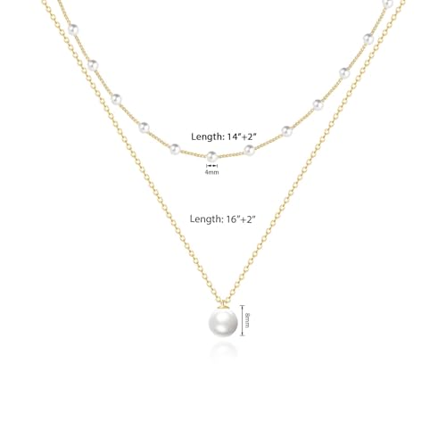 Pearl Necklace for Women, Dainty Pearls Choker Necklace for Women 14K Gold Plated Layered Pendant Necklace Handmade Gold Chain Necklace Everyday Jewelry Gift - color: Layered Satellite Pearl-Gold