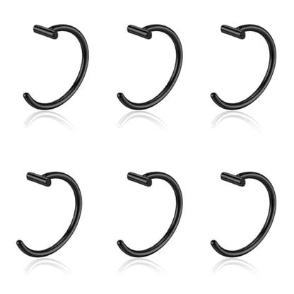 6Pcs Fake Lip Piercing Fake Lip Ring Cuff Stainless Steel Fake Snake Bites Clip on Ear Cuff Cartilage Earring Non Piercing Body Jewelry for Women Men - color: Black