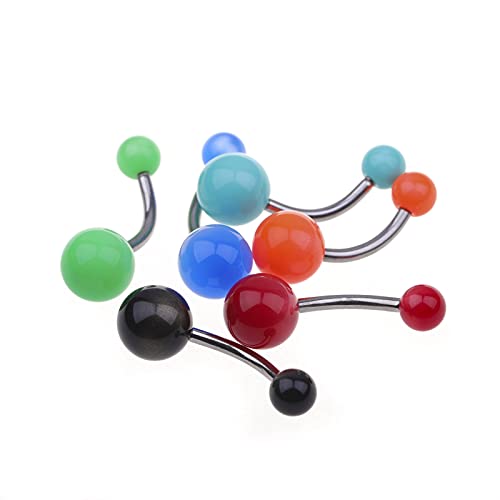 14G Body Piercing Jewelry Surgical Steel Belly Button Rings Tongue Rings Packs Silicone Spike Ball Barbell Belly Tongue Nipple Rings Piercing for Women - style: Acrylic belly rings 20pcs