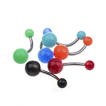 14G Body Piercing Jewelry Surgical Steel Belly Button Rings Tongue Rings Packs Silicone Spike Ball Barbell Belly Tongue Nipple Rings Piercing for Women - style: Acrylic belly rings 20pcs