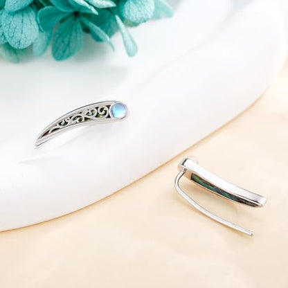 Ear Climbers Earrings for Women Sterling Silver Vintage Ear Crawler Earrings Jewelry Gifts for Women - style: Filigree-abalone shell