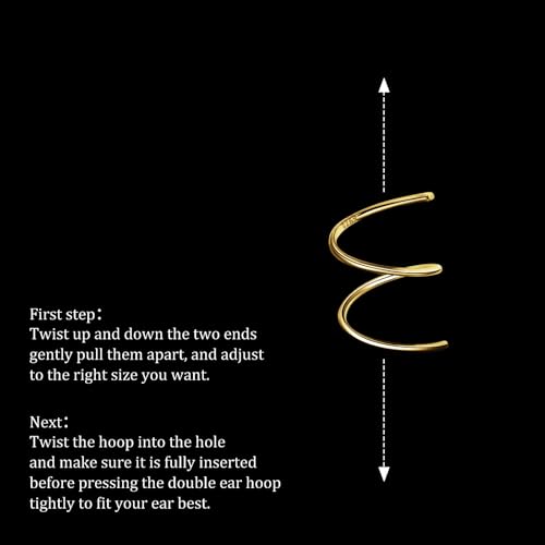 Sterling Silver Double Twist Hoop Earrings Tiny Spiral Second Hole Earrings Cartilage Double Hoop Piercing Earrings for Women Trendy -Silver & Gold - color: Gold