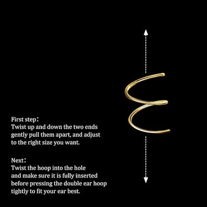 Sterling Silver Double Twist Hoop Earrings Tiny Spiral Second Hole Earrings Cartilage Double Hoop Piercing Earrings for Women Trendy -Silver & Gold - color: Gold
