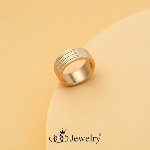 555Jewelry 4mm Sandblast Stainless Steel CZ Wedding Band Ring for Women & Men - color: Rose Gold Style 4
