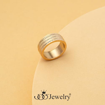 555Jewelry 4mm Sandblast Stainless Steel CZ Wedding Band Ring for Women & Men - color: Rose Gold Style 4