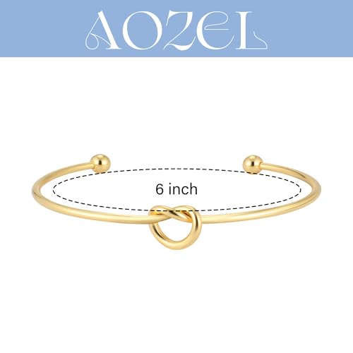 AOZEL Gold Bangle Cuff Bracelets for Women Trendy Chunky Adjustable Twist Love Textured Bracelet Jewelry Gifts - color: Gold Love Knot