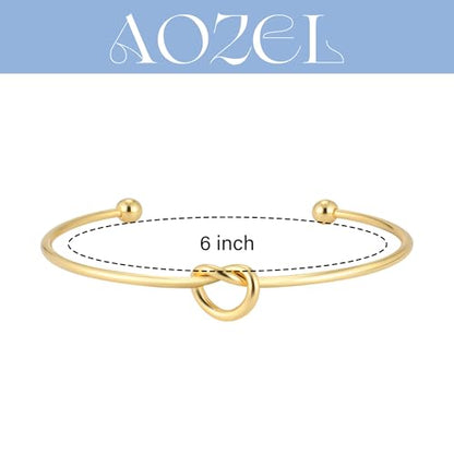 AOZEL Gold Bangle Cuff Bracelets for Women Trendy Chunky Adjustable Twist Love Textured Bracelet Jewelry Gifts - color: Gold Love Knot