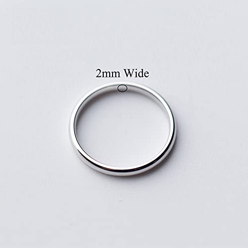 Lantine 2mm Simple Pinky Ring Silver High Polishing Dome Thin Minimalist Stacking Knuckle Plain Band Ring Size 2-8.5