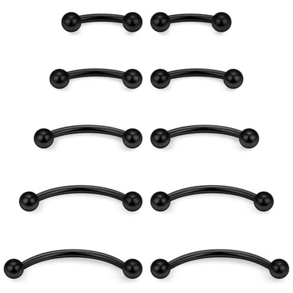 20G 16G 14G 12G Eyebrow Ring Piercing Jewelry Surgical Steel Vertical Labret Lip Ring Rook Daith Earrings Navel Small Tiny Belly Button Ring Piercing Jewelry for Women Men Silver Black Gold - color: Black, size: 16G