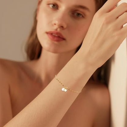 14K Gold Pearl Bracelet for Women,Lip Chain Pearls Link Bracelets Anniversary Christmas Mother’s Day Jewelry Gift for Mom Wife Her - style: style1-white pearl