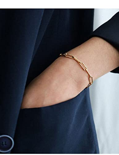nometo 925 Sterling Silver Paperclip Chain Bracelet 3/4/5mm | Silver Bracelet for Women Men Silver Bracelet 6.5-9 Inches - color: Gold 5mm, size: 8.5