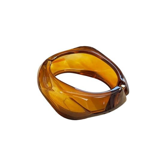 Chunky Irregular Open Cuff Bangle Bracelet for Women, Geometric Resin/Metal Hinged Bracelet, Bold Statement Jewelry for Party Daily Wear