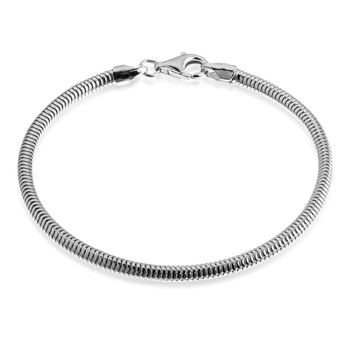 10pcs Adabele 304 Grade Surgical Stainless Steel 3mm Snake Chain Bracelet 6.5 inch Jewelry Making Chain Tarnish Resistant for Large Hole Bead Jewelry Making SJF177-A1 - color: Stainless Steel (Gray), size: 6.5 inch - 10pcs