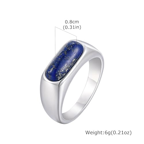 Kemstone Stainless Steel Lapis Lazuli Signet Ring for Men - size: 7