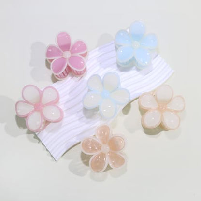 6 Pack Flower Hair Claw Clips for Women Plumeria Claw Clip (Iridescent) | Strong Hold Nonslip Hawaiian Large Hair Clip for Beach Holiday Thick Thin Hair Accessories - color: Iridescent