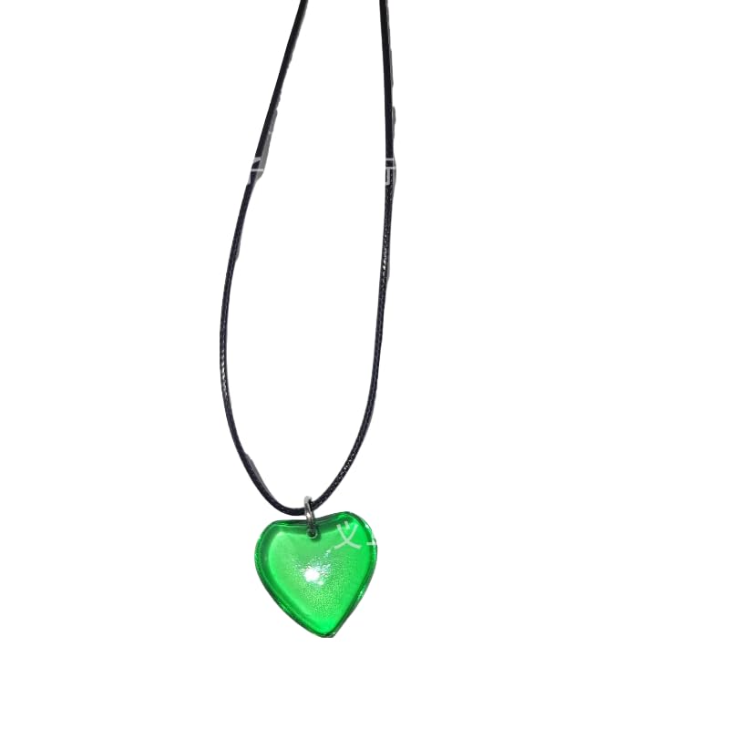 Yocoyee Dainty Colorful Glass Heart Shape Pendant Necklace Stainless Steel Link Rope Chian Love Heart Charms Pendant Necklace Y2K Trendy Jewelry Accessories for Women Jewelry - color: Red Green Rope