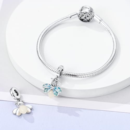 MULA 925 Sterling Silver Charms for Bracelets and Necklace Family Pendants | Airplane Travel Dangle Beads Family Tree Jewelry Charms for Women - color: Summer Glowworm