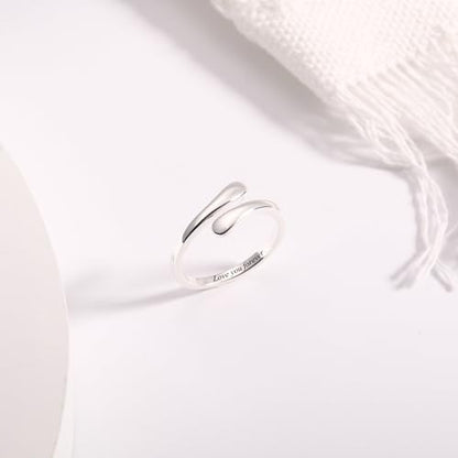 INBLUE Personalized 925 Sterling Silver Spiral Twist Ring for Women Customized Engraving Name/Date with Birthstones Adjustable Open Wrap Band Promise Ring Gift for Wedding Engagement - color: Style C1
