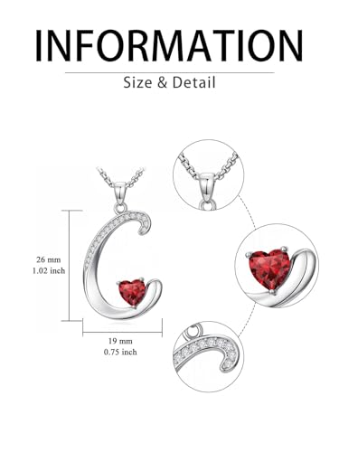 A to Z Initial Birthstone Pendant Necklaces Name Jewelry for Women | 18K White Gold Plated Personalized Alphabet Jewelry Anniversary Christmas Birthday Gifts for Wife Her Daughter Girlfriend - color: C Initial-01-Jan