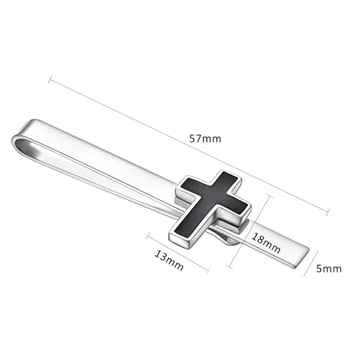 Unique Cross Tie Clips For Men Silver Black Gold Religious Christian Tie Clips For Men's Tie Accessories - style: black clip on tie crosses