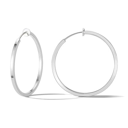 Clip On Hoop Earrings For Women No Piercing Earrrings Spring Hoops for Non-Pierced Ears - color: 4cm/1.57"-silver