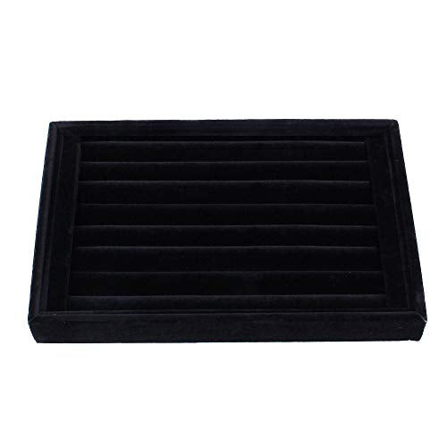 7 Slots Velvet Ring Earrings Studs Tray Showcase Display Jewelry Organizer Insert Tray for Accessory Storage