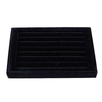 7 Slots Velvet Ring Earrings Studs Tray Showcase Display Jewelry Organizer Insert Tray for Accessory Storage