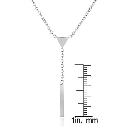 West Coast Jewelry ELYA Women's Polished Triangle Bar Drop Lariat Necklace | Crafted in solid stainless steel, this necklace resists tarnish and stands up to daily wear. - color: Silver