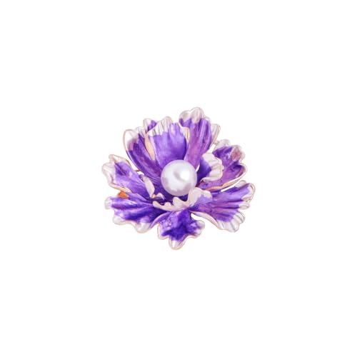 Flower Pearl Brooch Pins for Women Rhinestone Floral Lapel Pin Vintage Jade Orchid Magnolia Brooches Festival Holiday Wedding Party Prom Dress Jewelry Accessories - color: BPurple2