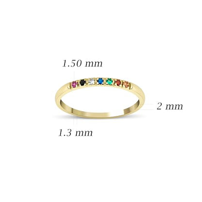 Dainty Multi-Stone Ring, 1-10 selectable Birthstones Ring, Minimalist Ring, Handmade Family Ring, Custom Ring, Personalized Gift, Mothers Day Gift, 14K gold & 925K Silver Ring - style: 2 birthstones
