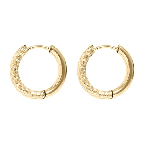18K Gold Plated Huggie Hoop Earrings, Classic Round Waterproof Hoops, Hypoallergenic Stainless Steel, Lightweight Stackable Earrings for Women, Multiple Sizes - color: Reversible-17mm