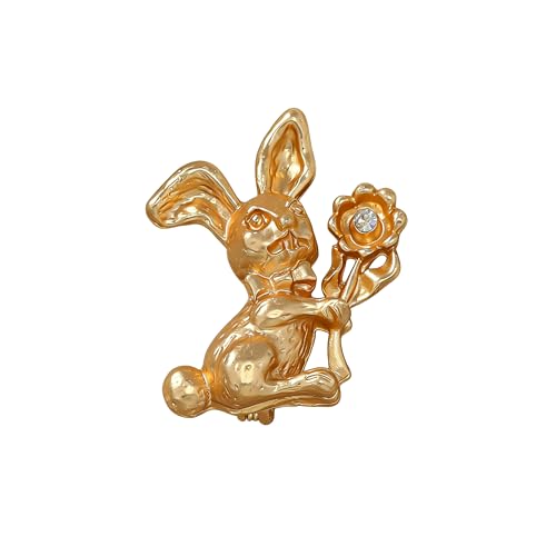 Vintage Golden Easter Rabbit Brooch Pin Badge for Women Man Animal Bunny Brooches Cute Pins Accessory Jewelry Gift for Dress Hat Bag Outfits - color: Style E