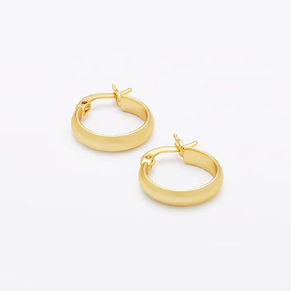 Amazon Essentials 14K Gold or Sterling Silver Plated Polished Dome Hoop - color: Yellow Gold, size: 15 mm