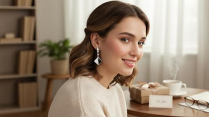Fashion Huggie Hoop Earrings for Women Teens White Gold Cubic Zirconia Love Heart Hoops Polygonal Exaggerated Geometric Drop Dangle Earrings Black And White Squares Minimalist Everyday Jewelry Gifts - style: Squares