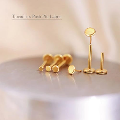 16G/18G/20G Tiny CZ Stud Earrings, Gold Flat Back Earrings, Threadless Cartilage Tragus Piercing Conch Stud Nose Helix Stud - color: Dot -Gold, size: 18 gauge (1.0mm post)
