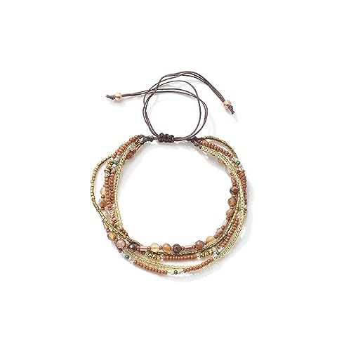 Boho Braided Beaded Ankle Bracelets Handmade Adjustable Beach Wrap Bracelet Draw String Anklets Bracelets Gifts for Women - color: Brown