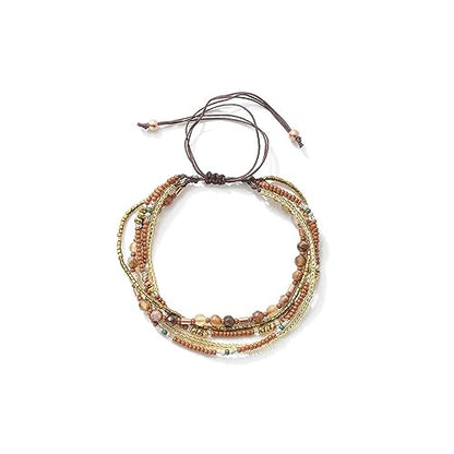 Boho Braided Beaded Ankle Bracelets Handmade Adjustable Beach Wrap Bracelet Draw String Anklets Bracelets Gifts for Women - color: Brown