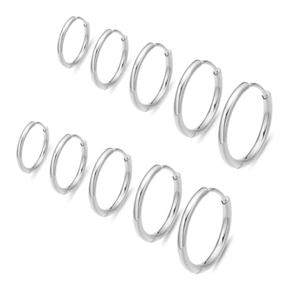316L Surgical Steel Huggie Hoop Earrings | Dainty Pave Cubic Zirconia Cartilage Tiny Earring for Sensitive Ears Hypoallergenic Lightweight for Women Men - style: Silver,20G*6/8/10/12/14mm
