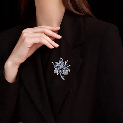 Lavender flower brooch crystal rhinestone tulip brooch elegant accessories jewelry women brooches and pins fashion jewelry wedding flowers lapel pin - color: Blue