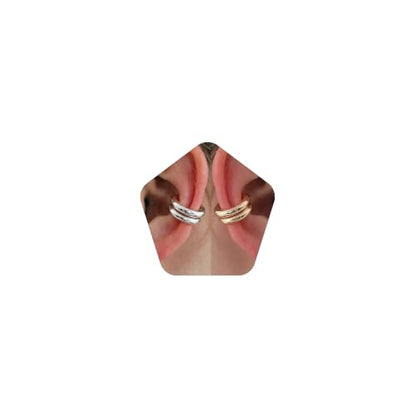 Chunky Ear Cuff Earrings, Asymmetric No Piercing Earring for Women Dainty Clip on Cartilage Ear Cuffs Fake Earrings Jewelry - color: A7-4Pcs C-Shape Gold and Siver